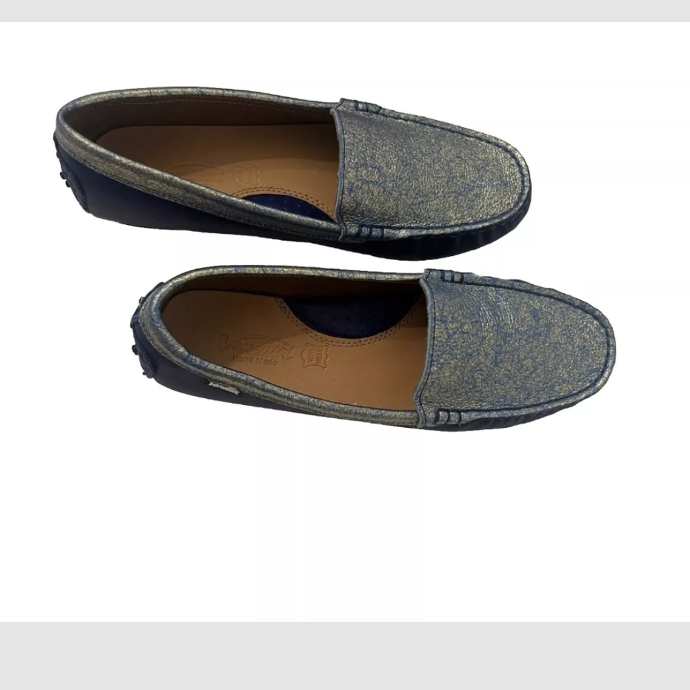 Venettini Girls Size 36 (US 4.5) Blue Loafer Shoes